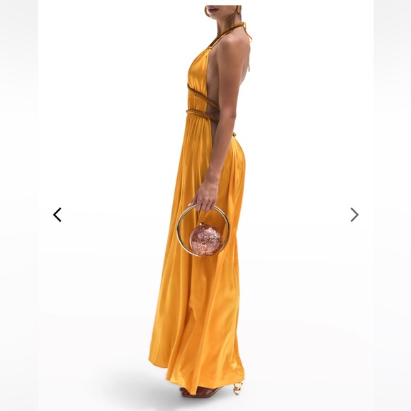 Cult Gaia Salee Ruched Deep V-Neck Gown MARIGOLD Size 0 - Picture 4 of 4